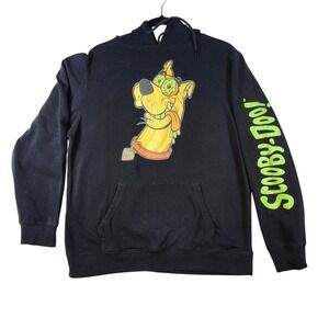 Scooby-Doo Mens Black Graphic Hoodie Psychedelic Donut Eyes Neon Logo Large